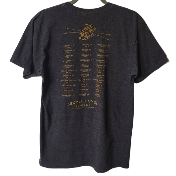 Zac Brown Southern Ground Jekyll and Hyde 2015 Tour Tee Size Med Grey - Picture 3 of 5